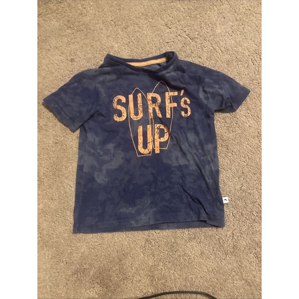 Tommy Bahama Boys Navy Surf’s Up T-Shirt Top 5/6 Surf board tie dye surfing